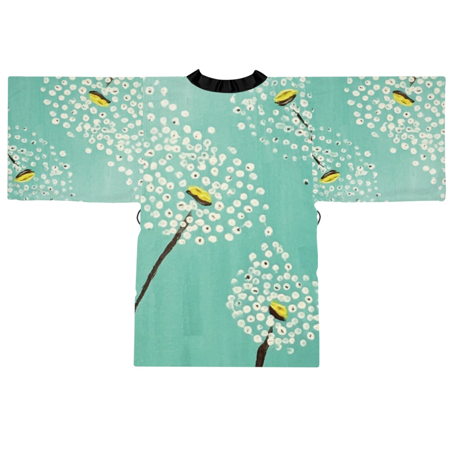 Kimono Robe-White Dandelions