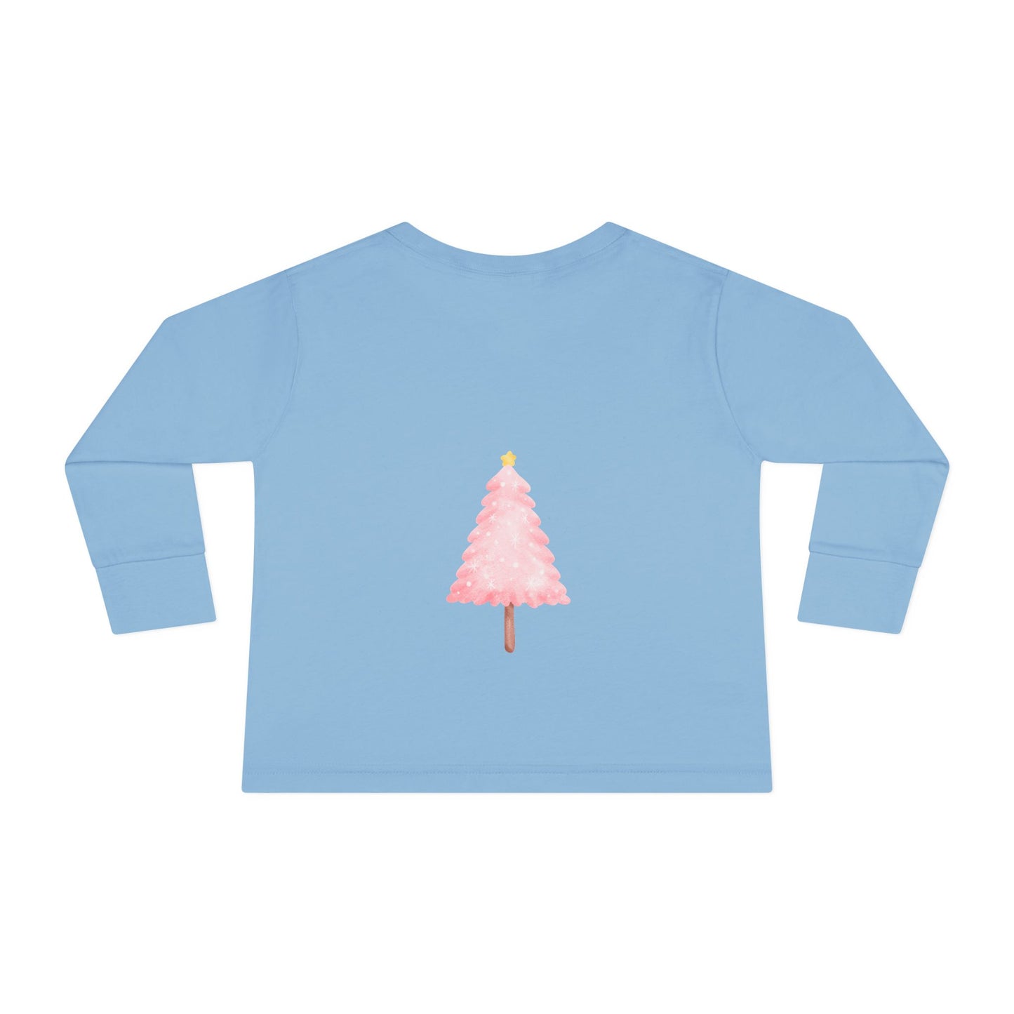 Cute Toddler Long Sleeve Tee ~ Pink Watercolor Christmas Tree