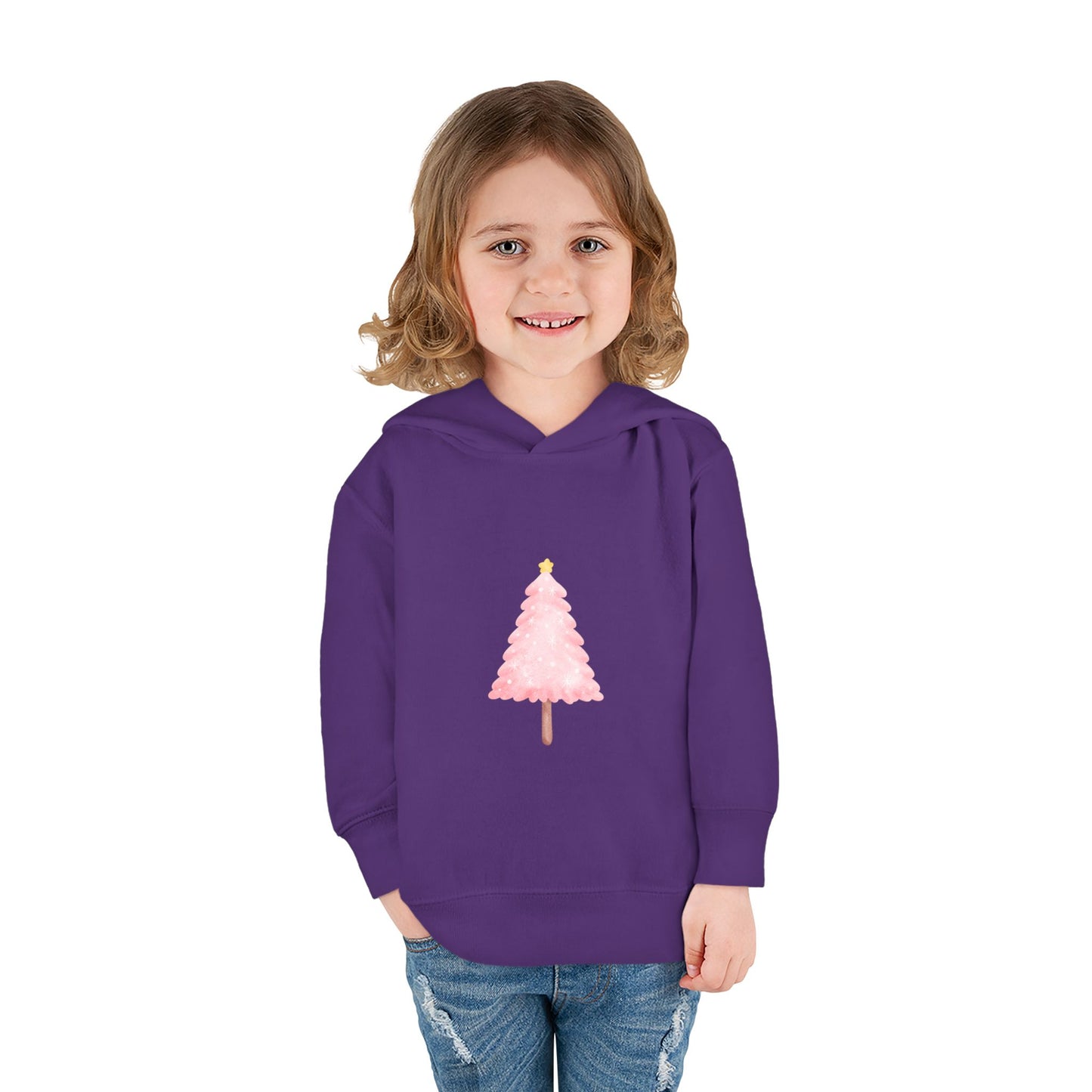 Toddler Hoodie ~ Pink Christmas Tree & Jolly Santa