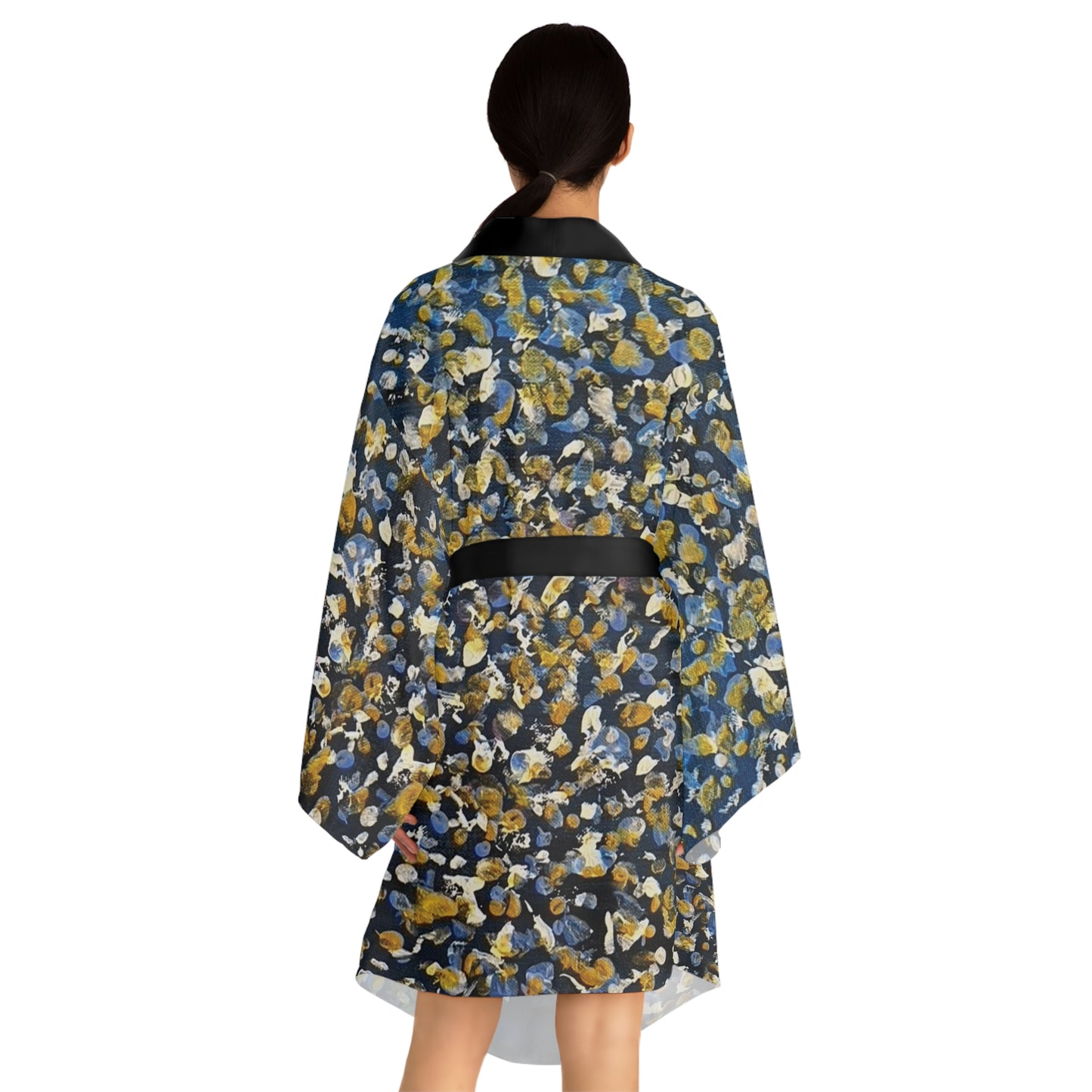 Kimono Robe-Blue Abstract Design