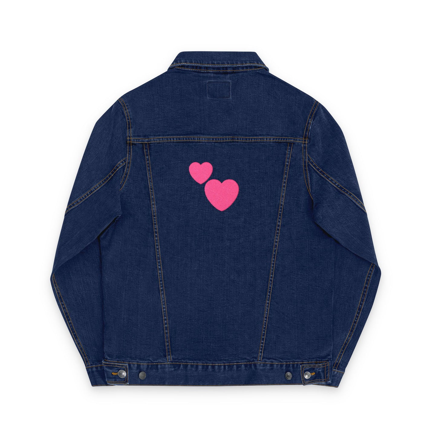 Embroidered Denim Jacket with 2 Hearts Design
