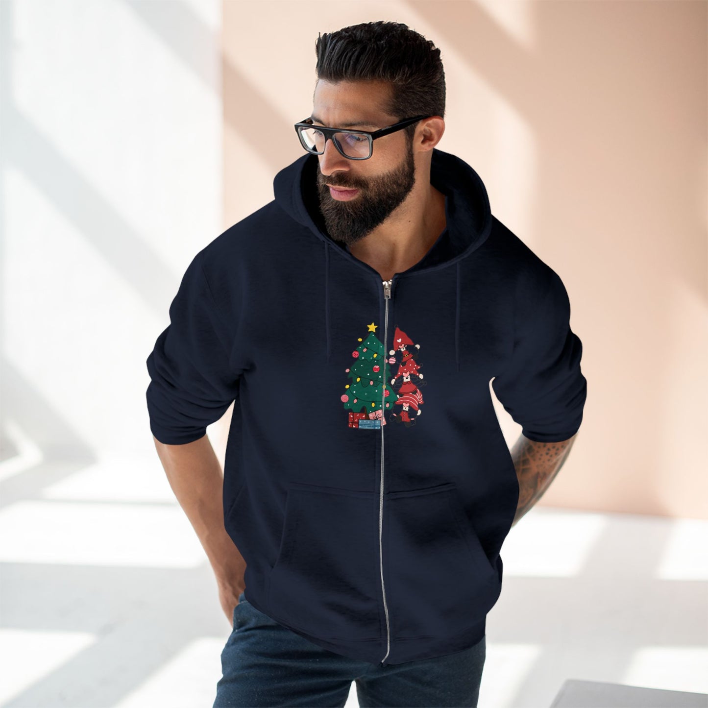 Gnomes Zip Hoodie - PhenGnomeNal Christmas Design