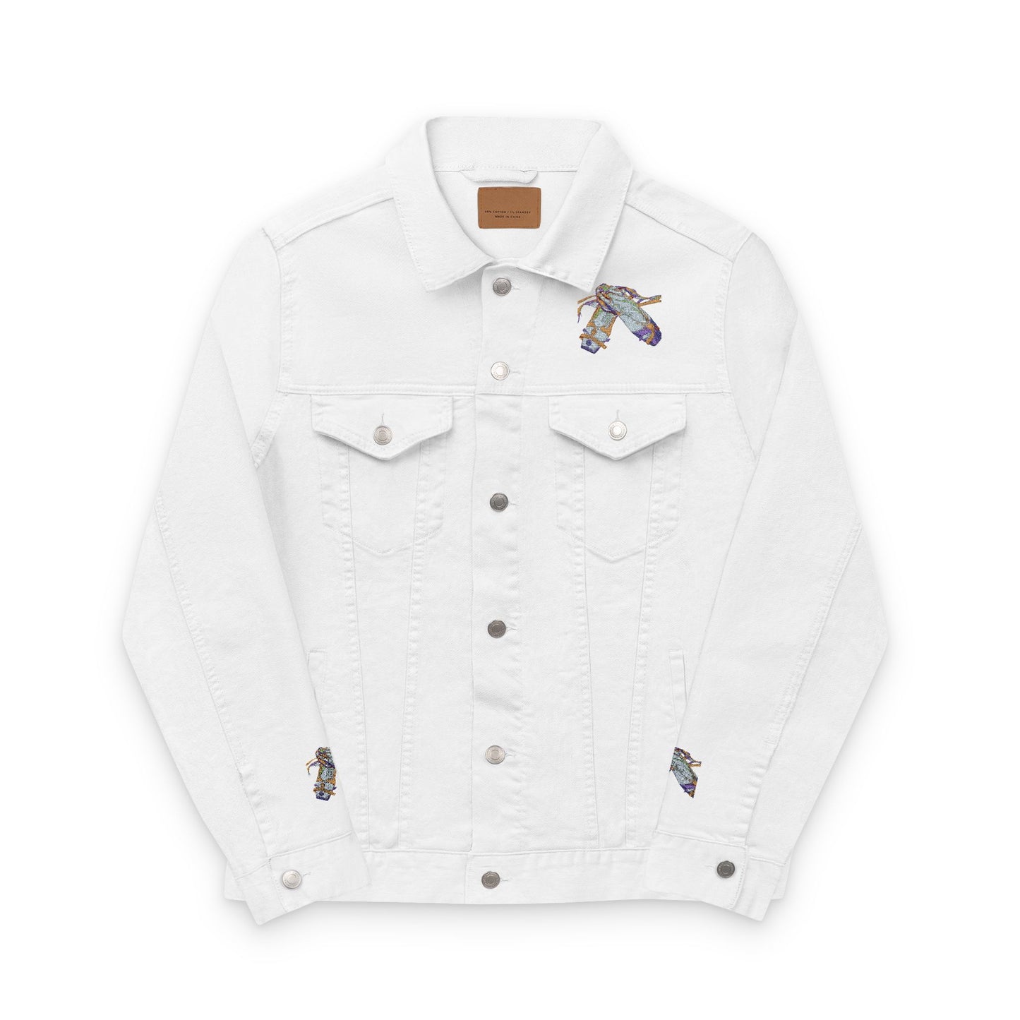 Embroidered Denim Jacket with Buttons & Bows Pointe Shoes
