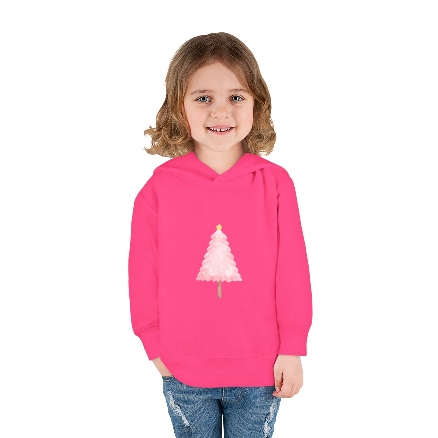 Toddler Hoodie ~ Pink Christmas Tree & Jolly Santa