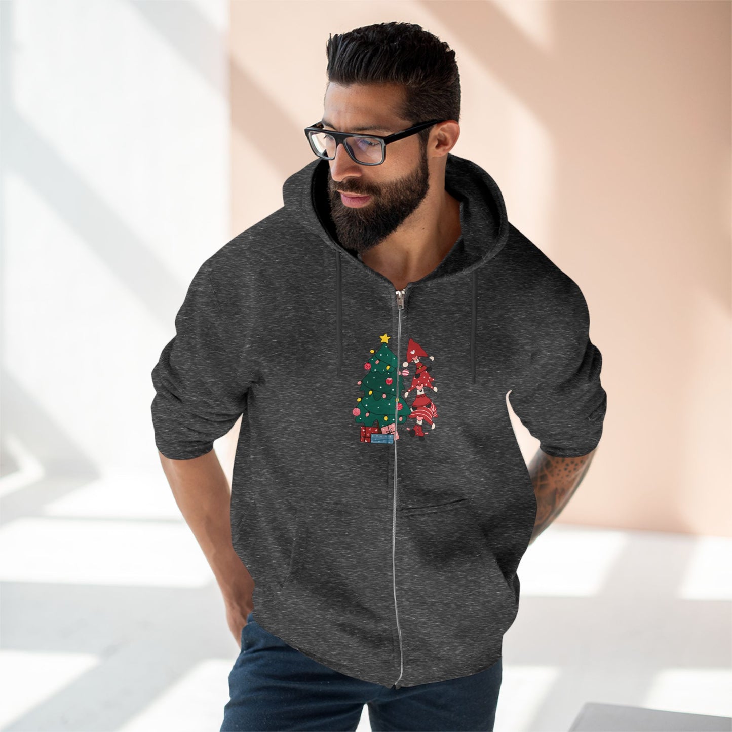 Gnomes Zip Hoodie - PhenGnomeNal Christmas Design
