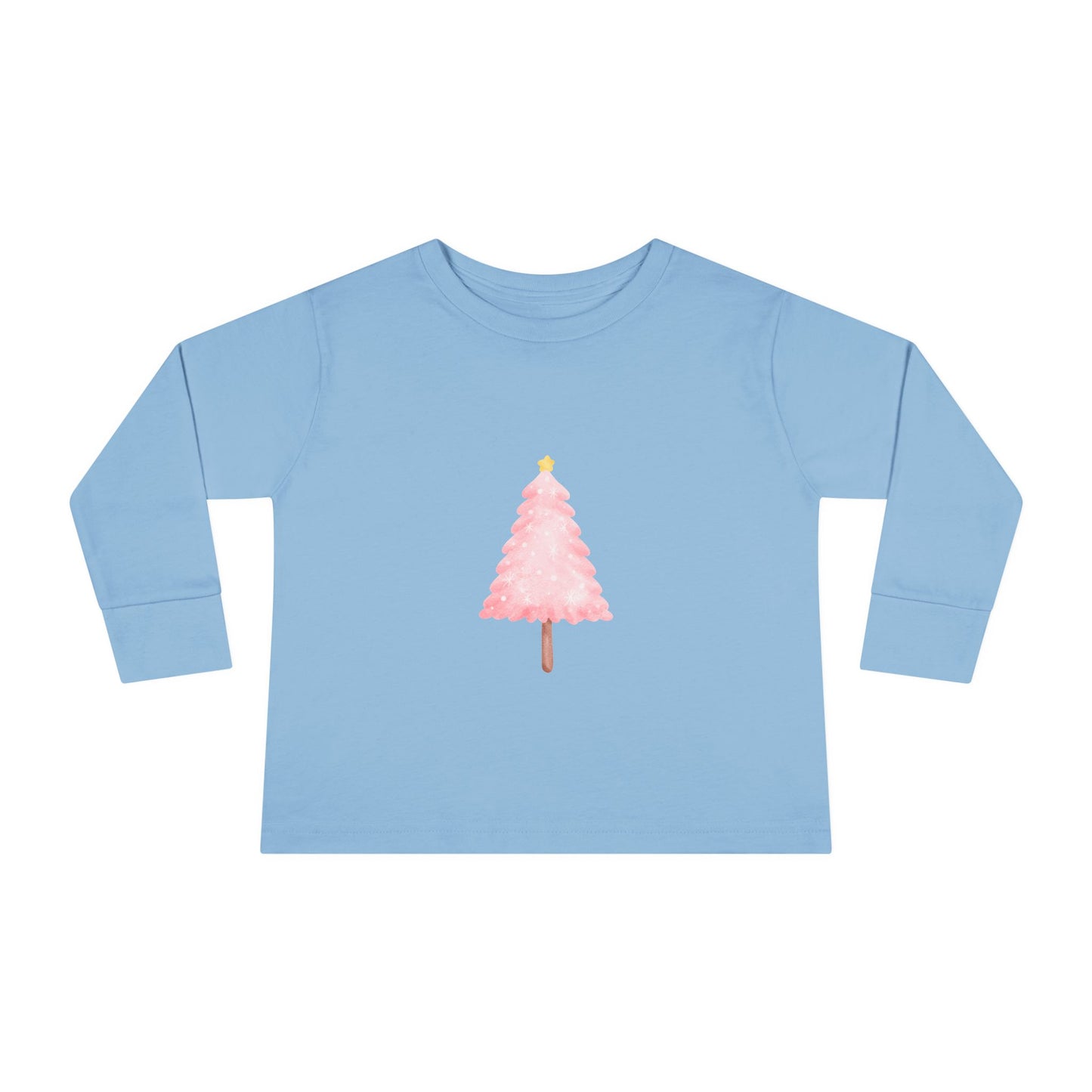 Cute Toddler Long Sleeve Tee ~ Pink Watercolor Christmas Tree