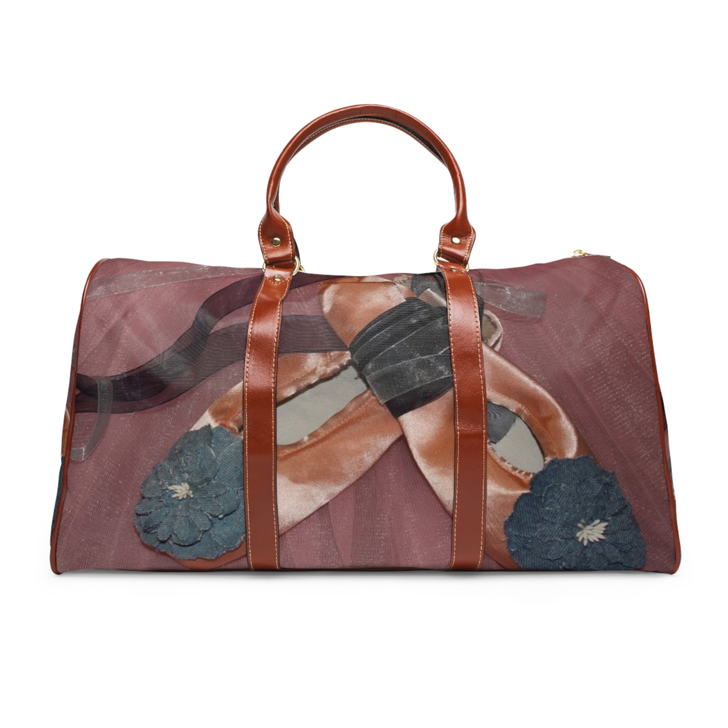 Dance/Travel Bag-Denim Blossoms & Pointe Shoes