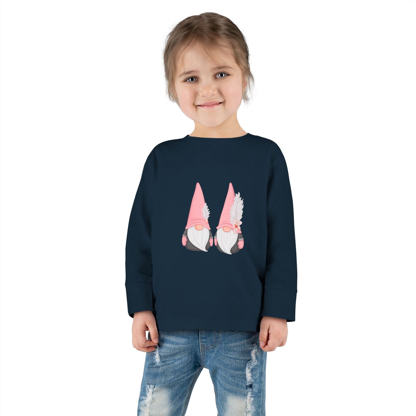 Cute Toddler Long Sleeve Tee ~ Pink Hatted Gnomes