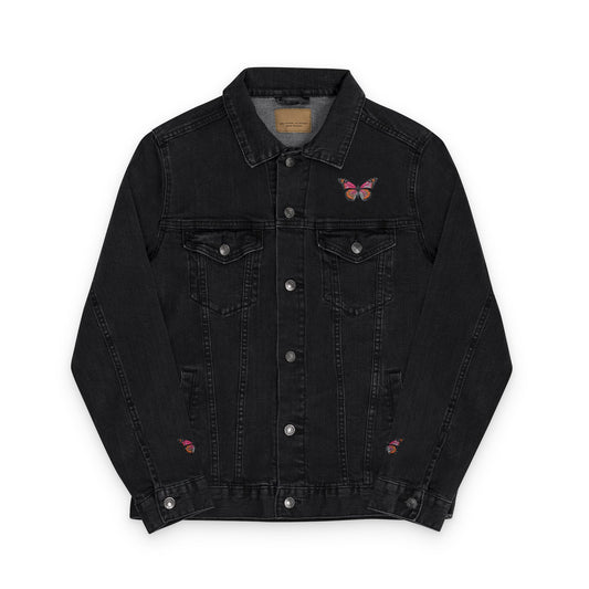 Embroidered Denim Jacket with Butterfly Design