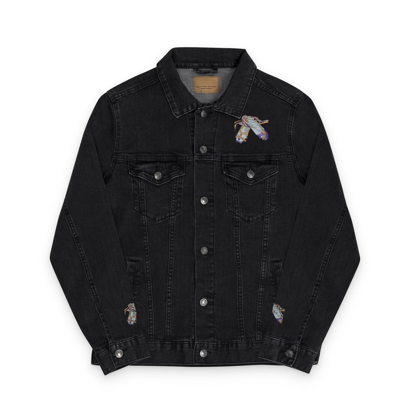 Embroidered Denim Jacket with Buttons & Bows Pointe Shoes