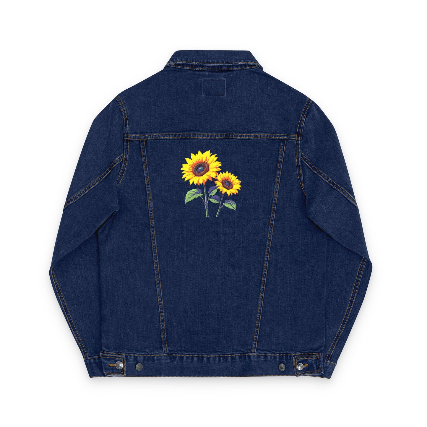 Embroidered Unisex Denim Jacket with Sunflowers