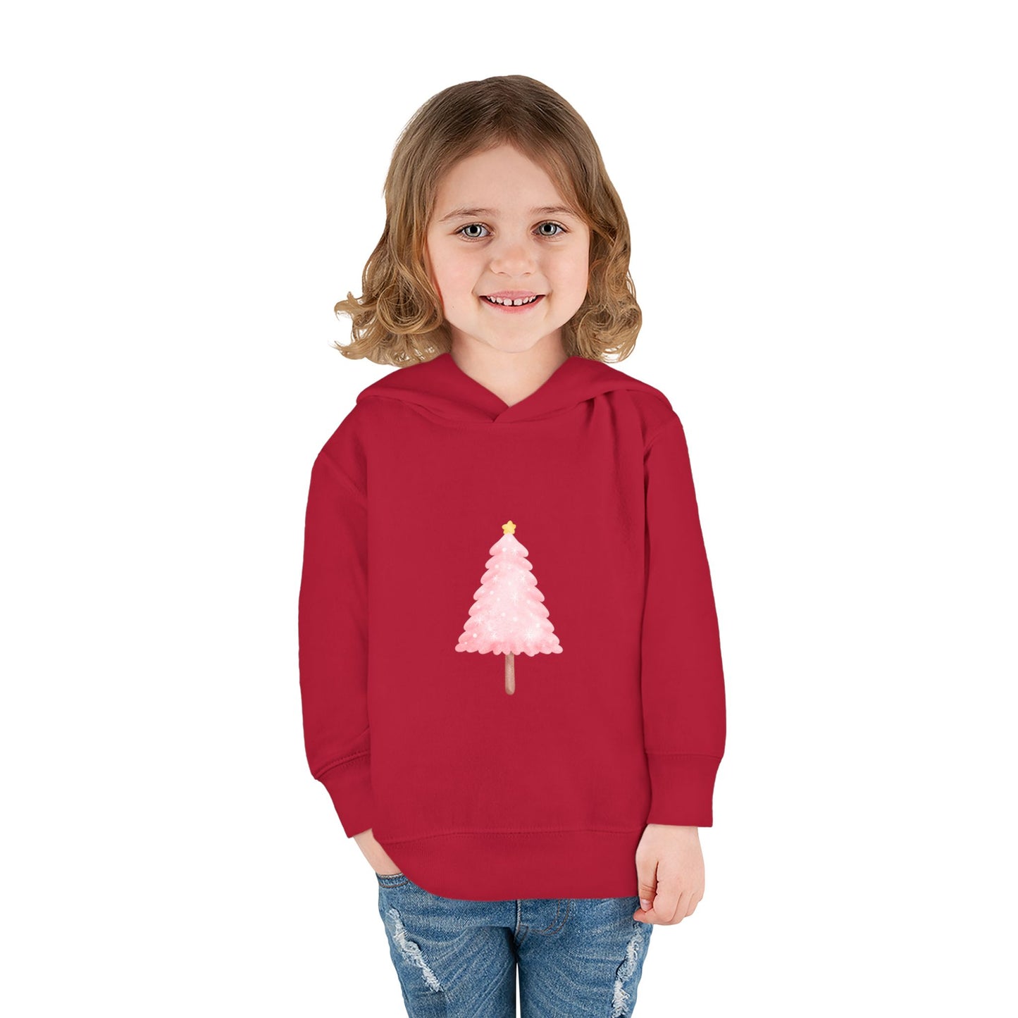 Toddler Hoodie ~ Pink Christmas Tree & Jolly Santa