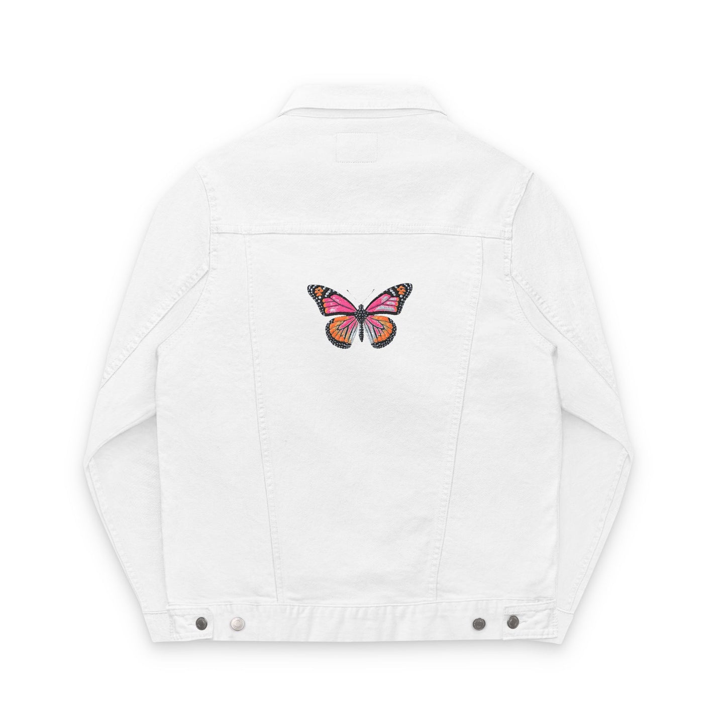 Embroidered Denim Jacket with Butterfly Design