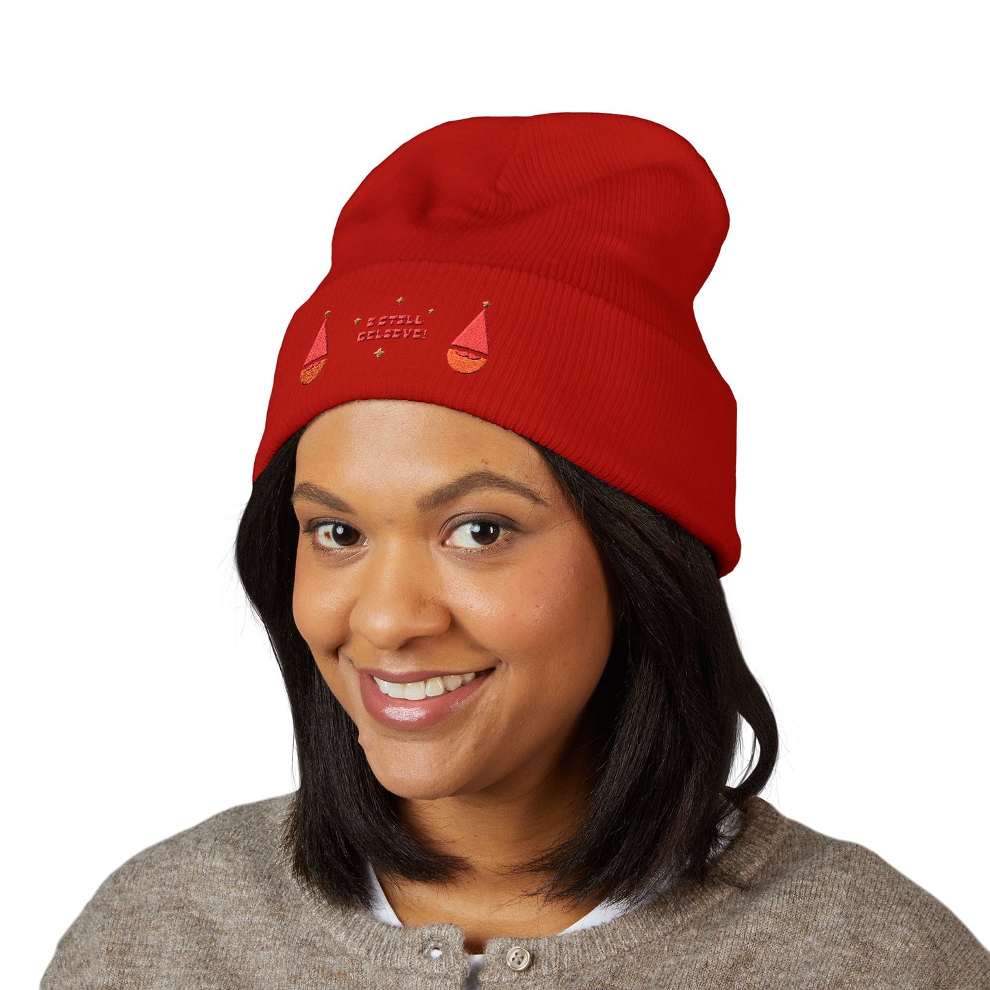 Embroidered 'I Still Believe' Santa Beanie