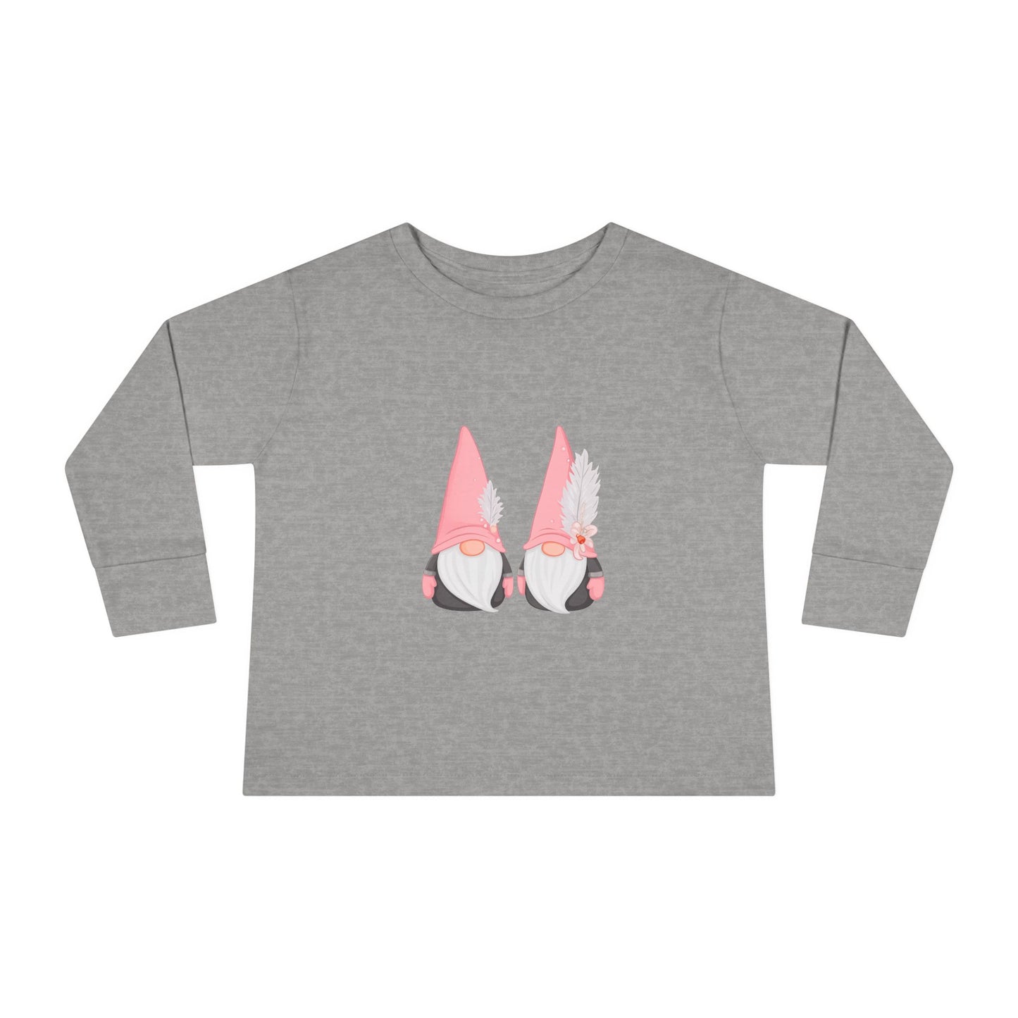 Cute Toddler Long Sleeve Tee ~ Pink Hatted Gnomes