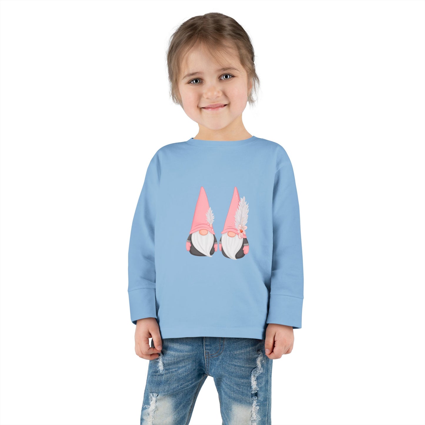Cute Toddler Long Sleeve Tee ~ Pink Hatted Gnomes