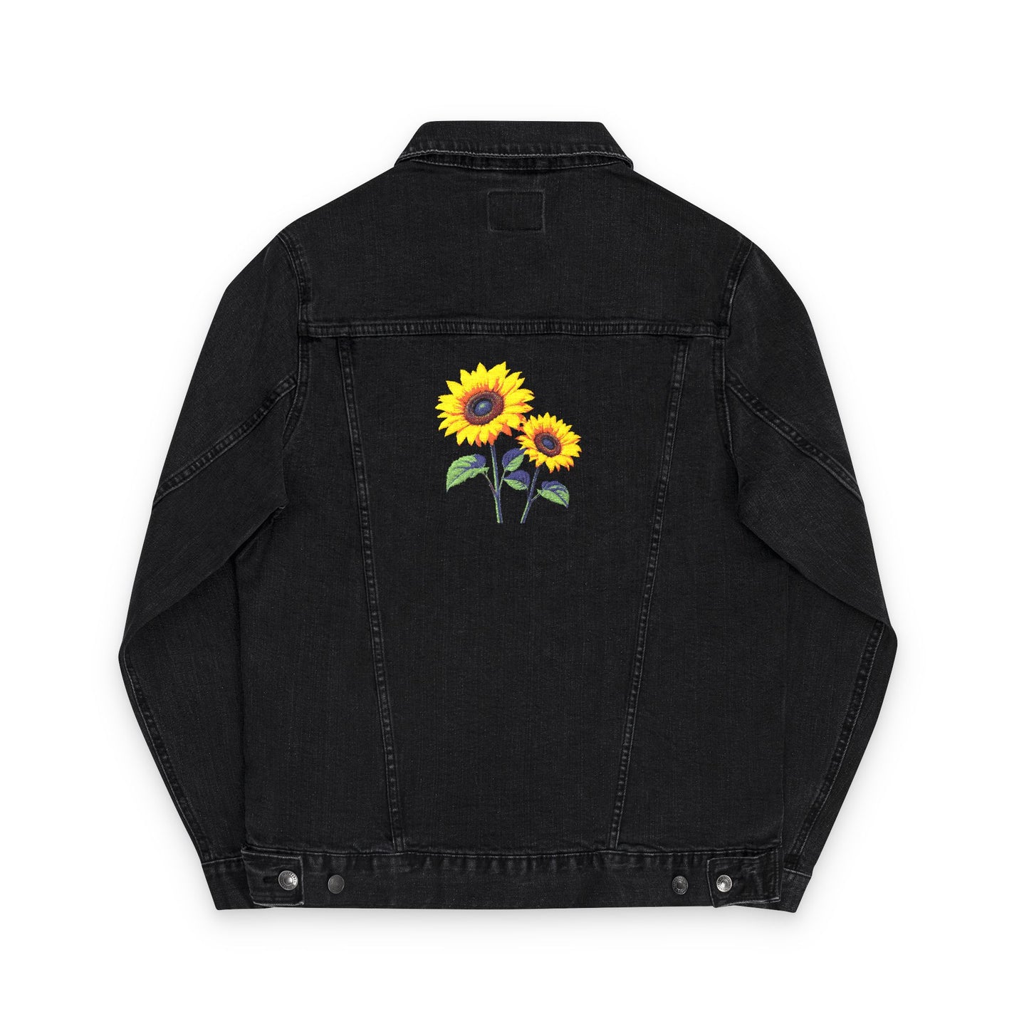 Embroidered Unisex Denim Jacket with Sunflowers