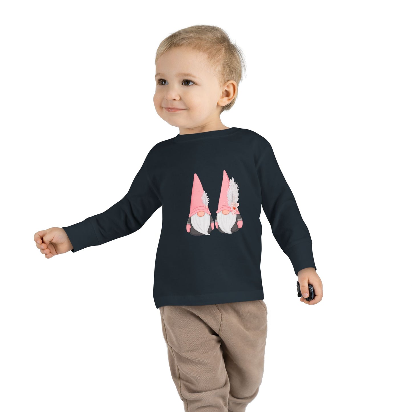 Cute Toddler Long Sleeve Tee ~ Pink Hatted Gnomes