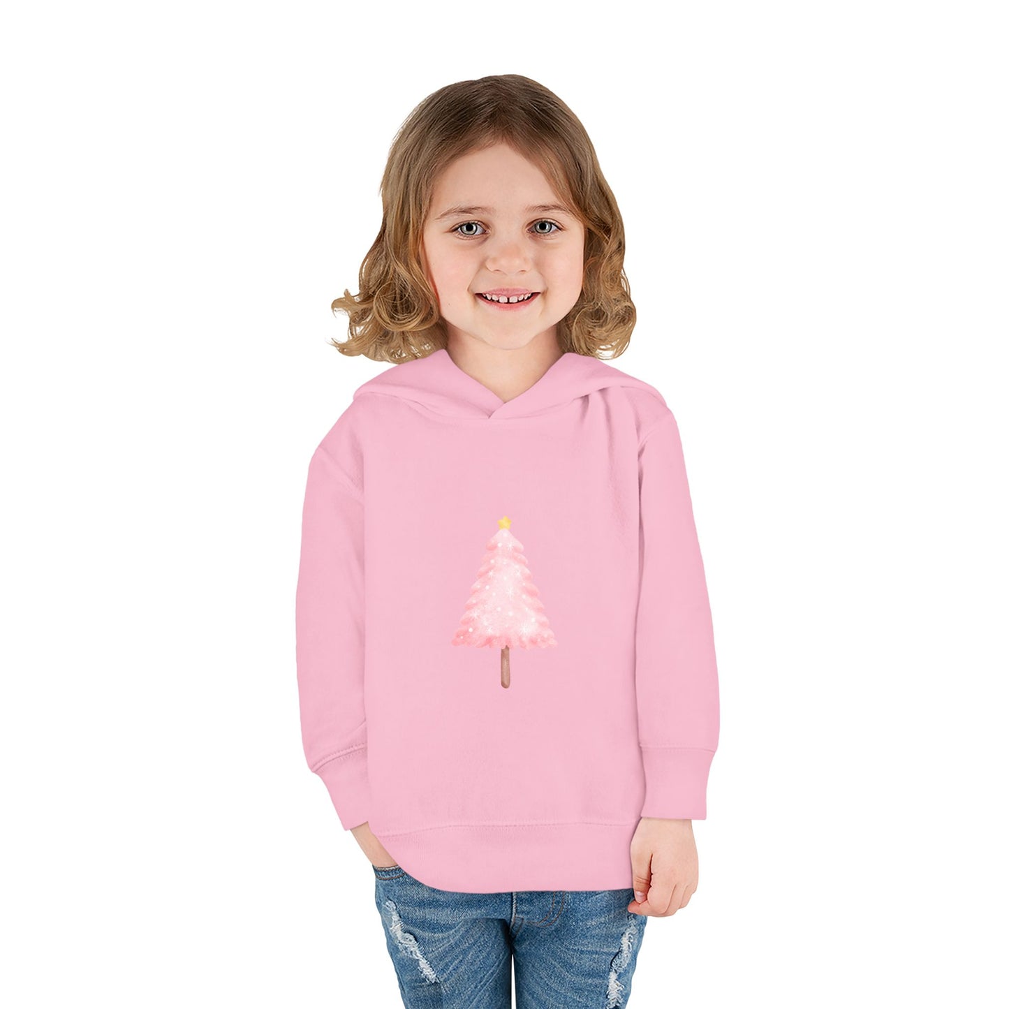 Toddler Hoodie ~ Pink Christmas Tree & Jolly Santa