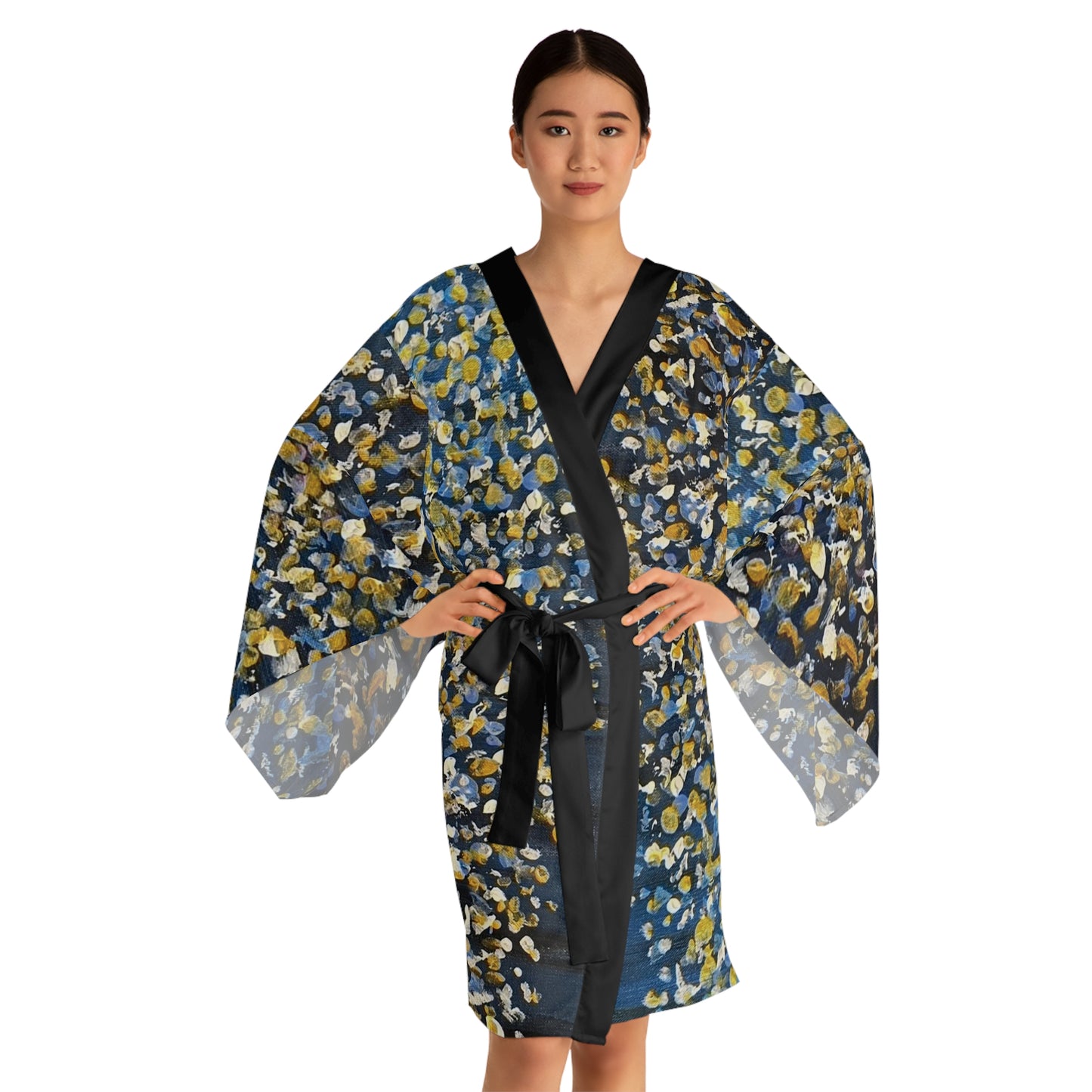Kimono Robe-Blue Abstract Design