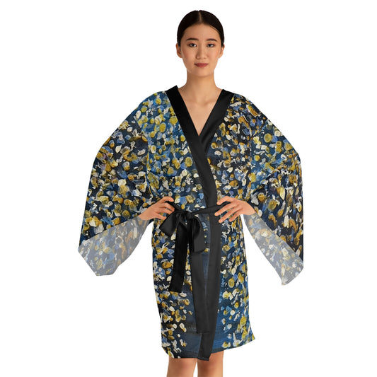 Kimono Robe-Blue Abstract Design