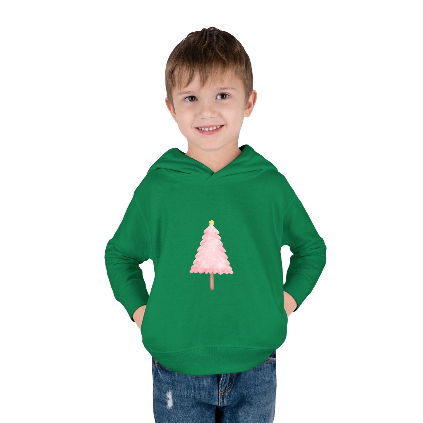 Toddler Hoodie ~ Pink Christmas Tree & Jolly Santa