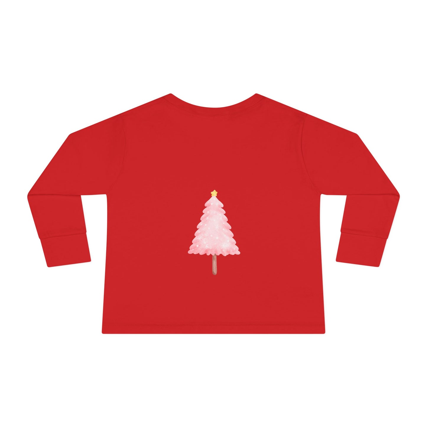 Cute Toddler Long Sleeve Tee ~ Pink Watercolor Christmas Tree