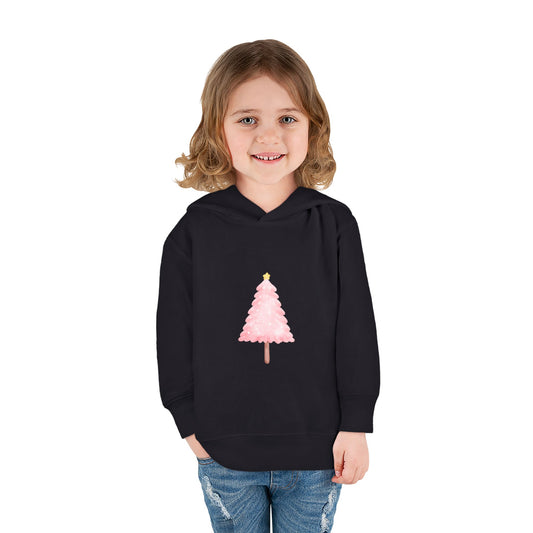 Toddler Hoodie ~ Pink Christmas Tree & Jolly Santa