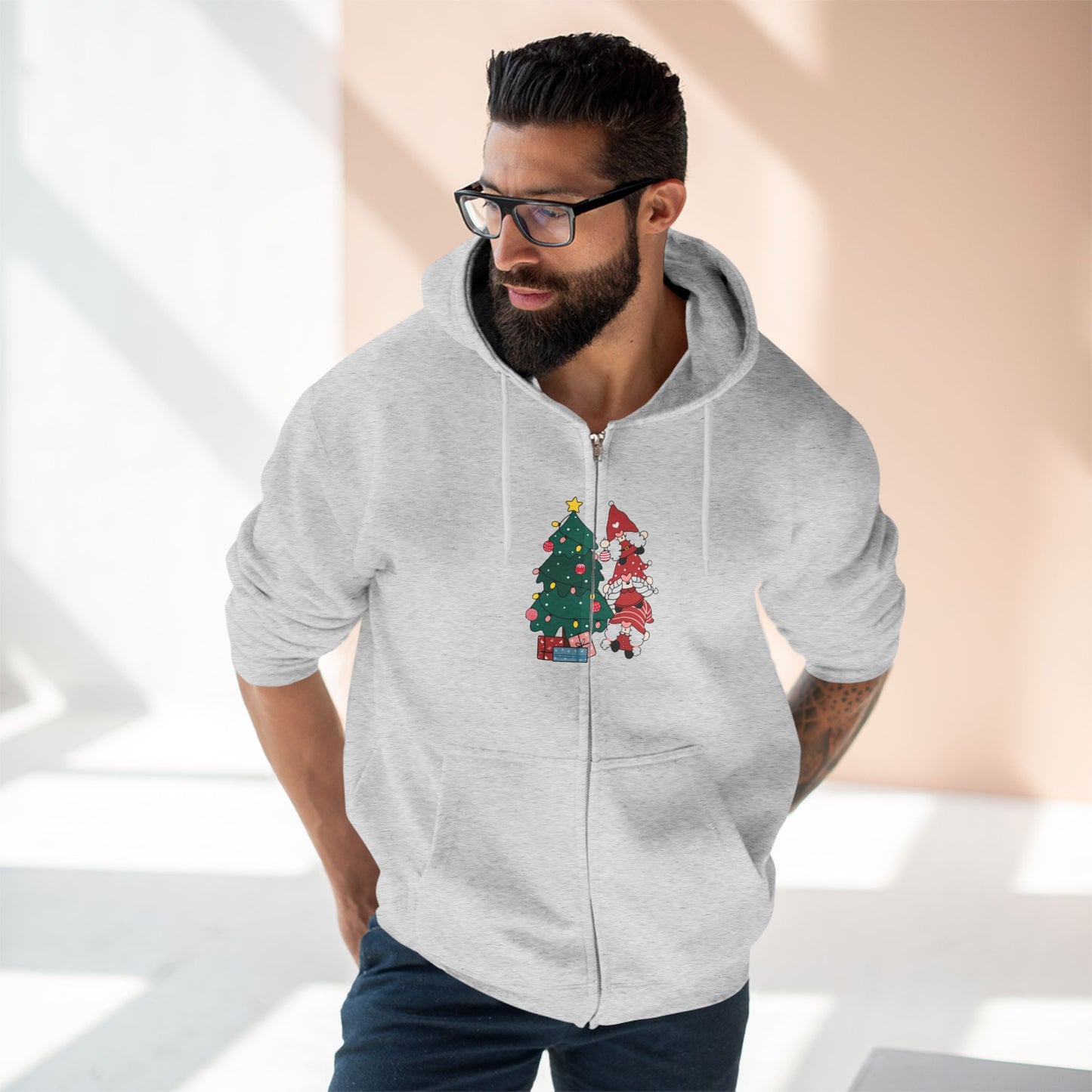 Gnomes Zip Hoodie - PhenGnomeNal Christmas Design