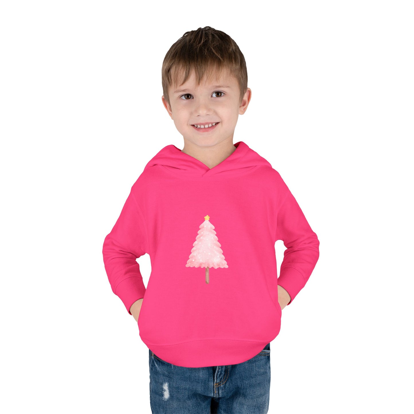 Toddler Hoodie ~ Pink Christmas Tree & Jolly Santa
