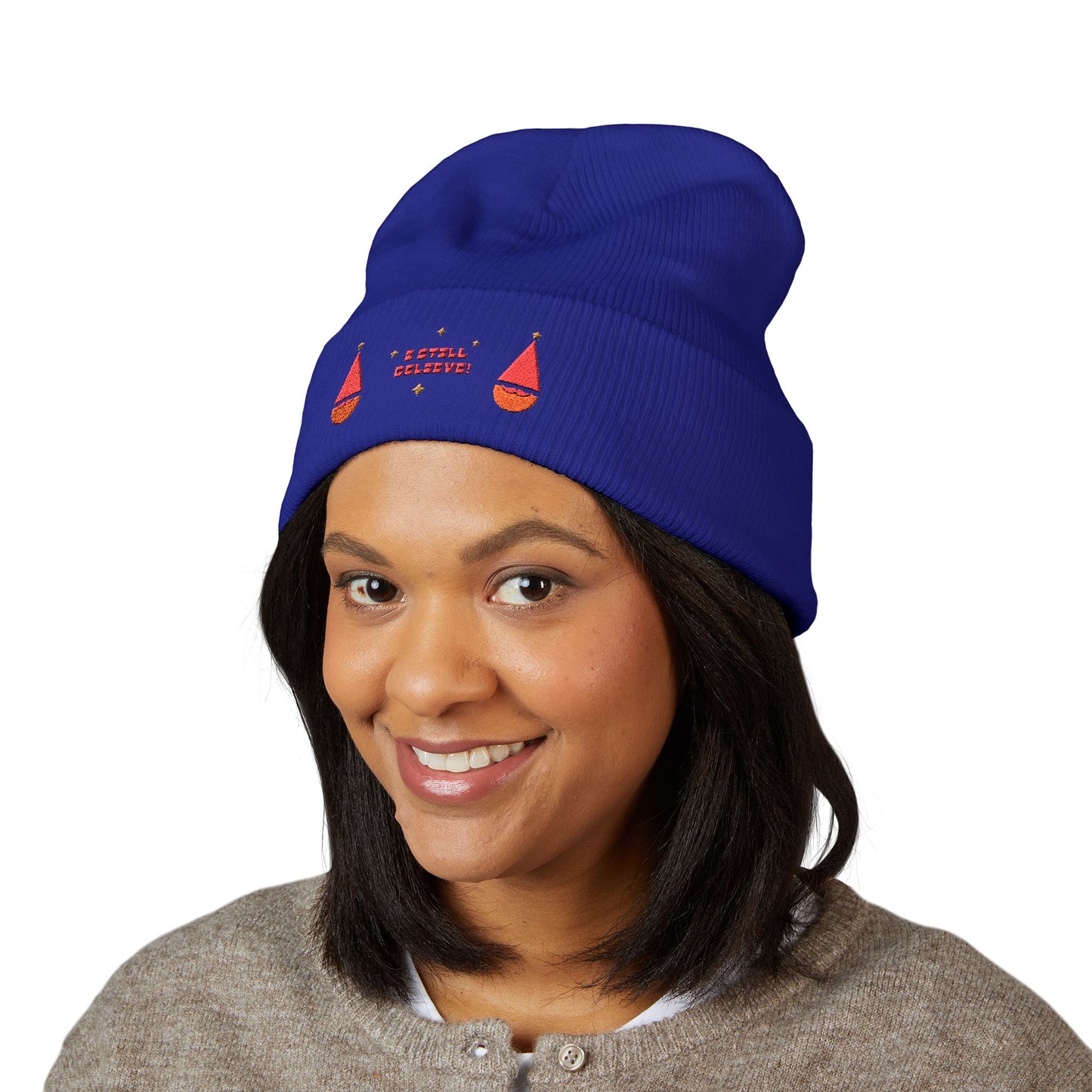 Embroidered 'I Still Believe' Santa Beanie