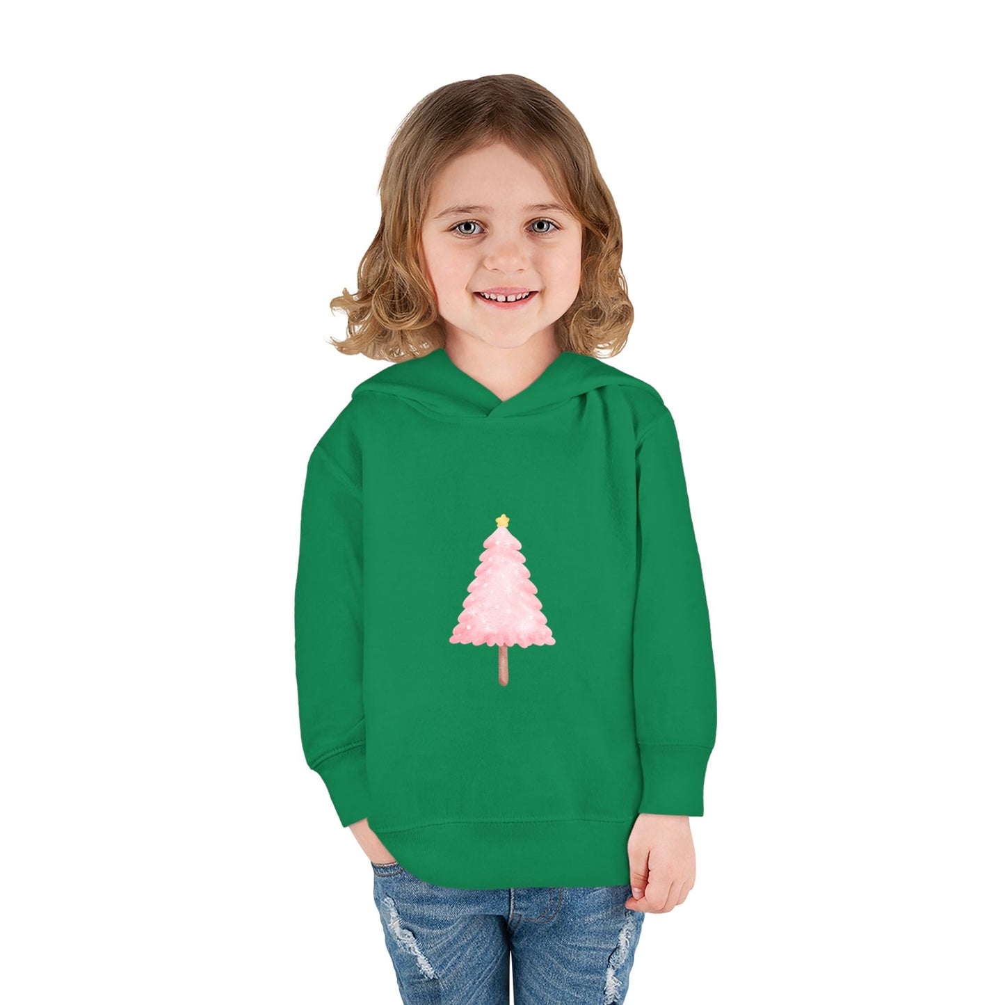Toddler Hoodie ~ Pink Christmas Tree & Jolly Santa