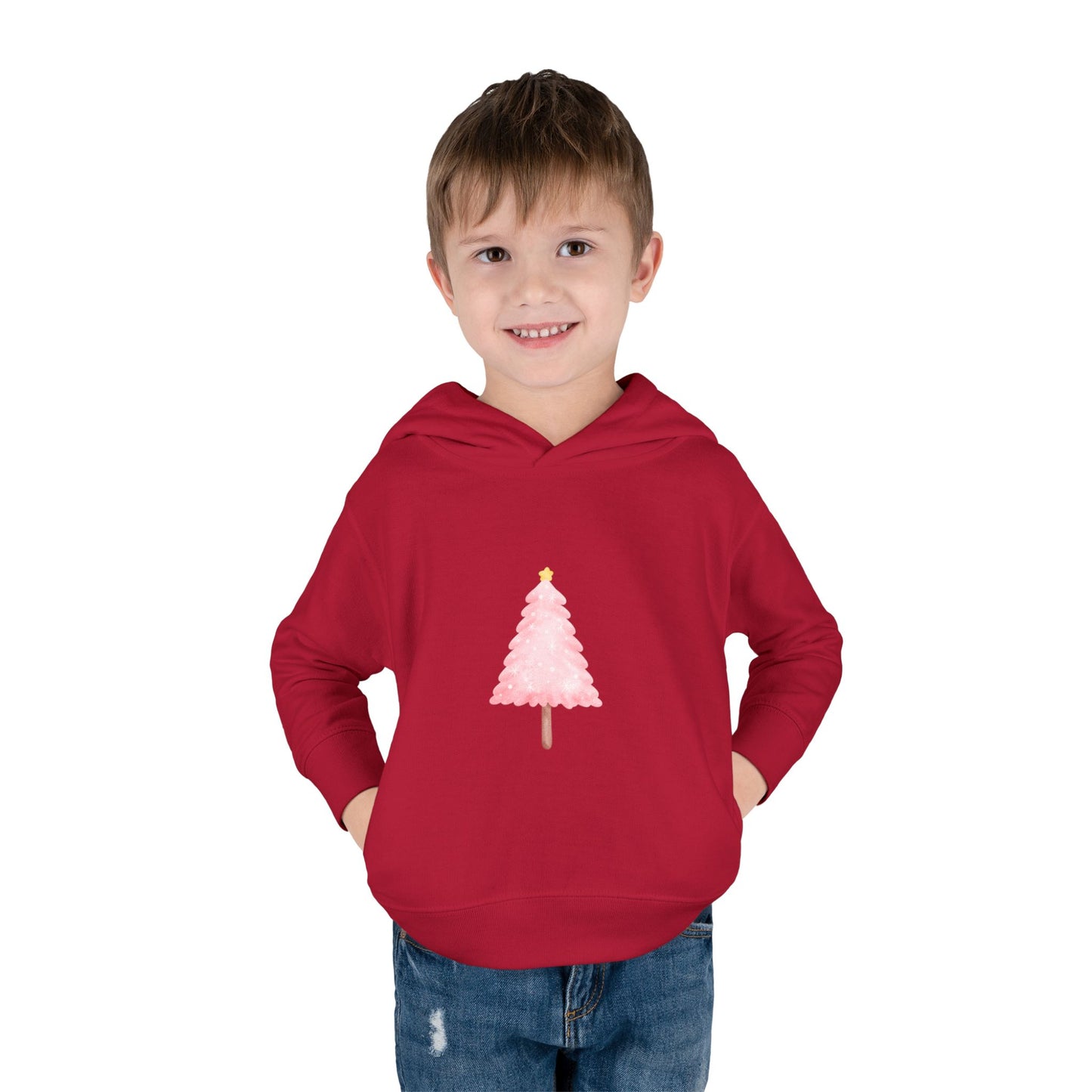 Toddler Hoodie ~ Pink Christmas Tree & Jolly Santa
