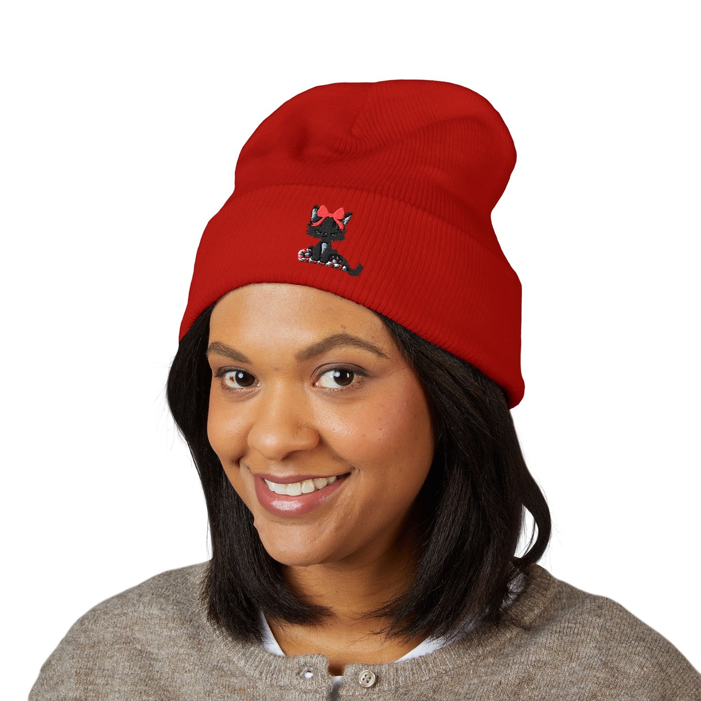 Embroidered Mad Kitty Beanie