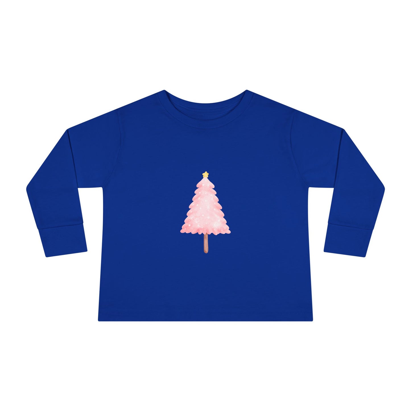 Cute Toddler Long Sleeve Tee ~ Pink Watercolor Christmas Tree