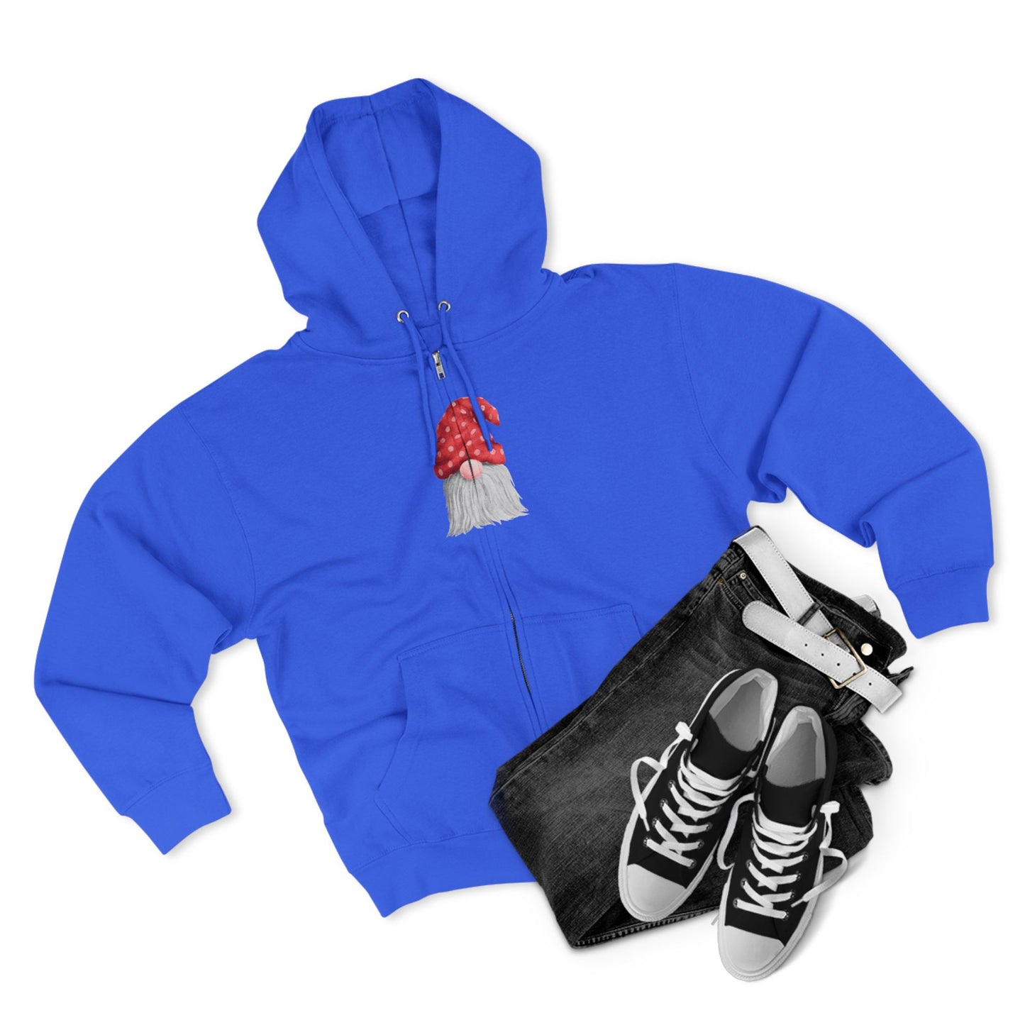 Zip Hoodie ~ Gnome with Red Polka Dot Hat