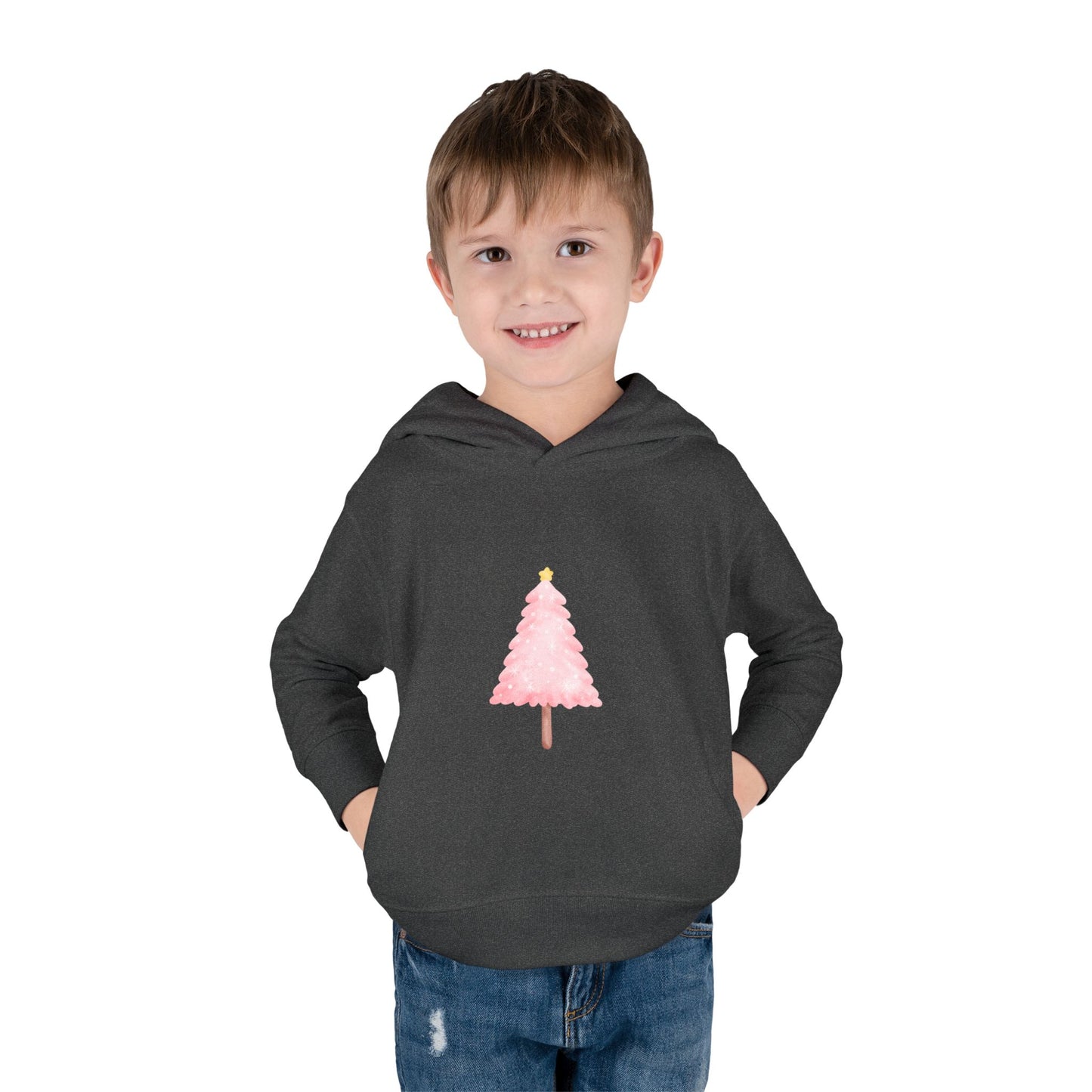 Toddler Hoodie ~ Pink Christmas Tree & Jolly Santa