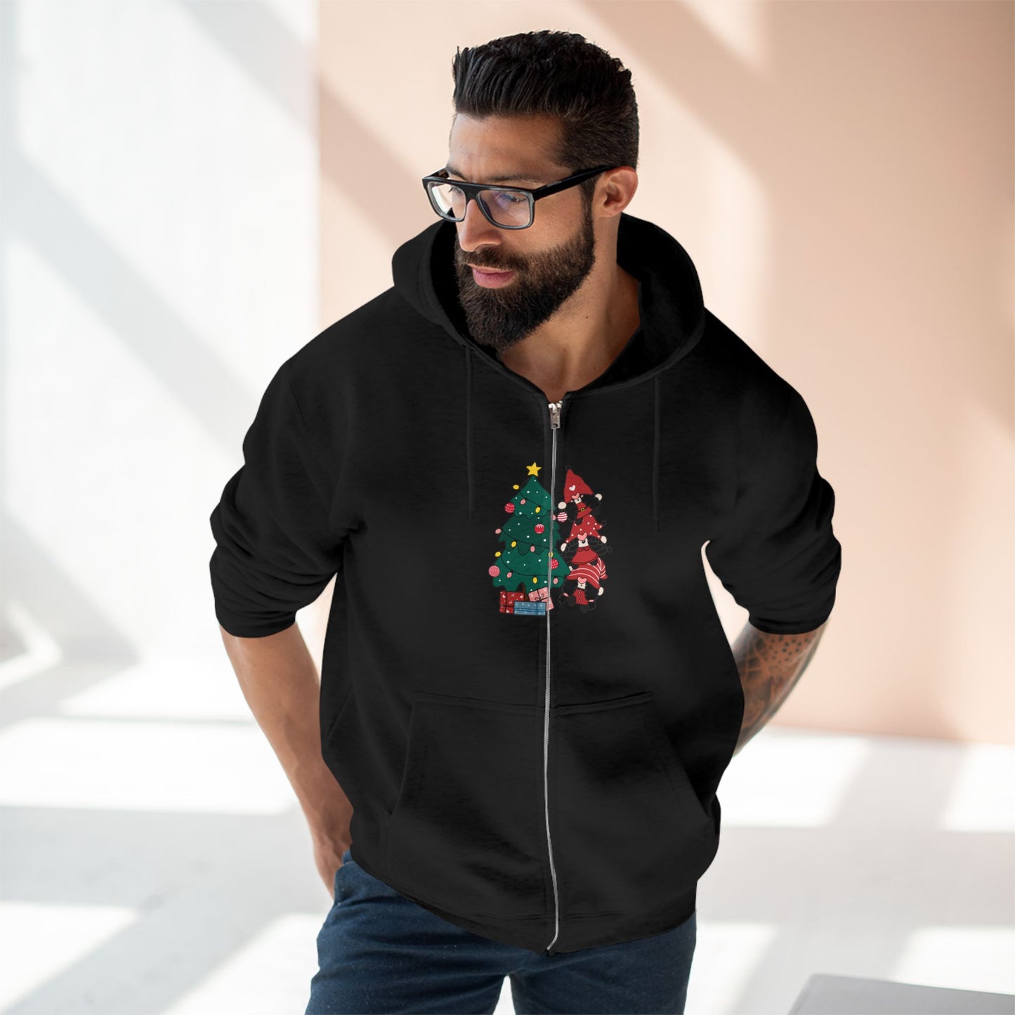 Gnomes Zip Hoodie - PhenGnomeNal Christmas Design