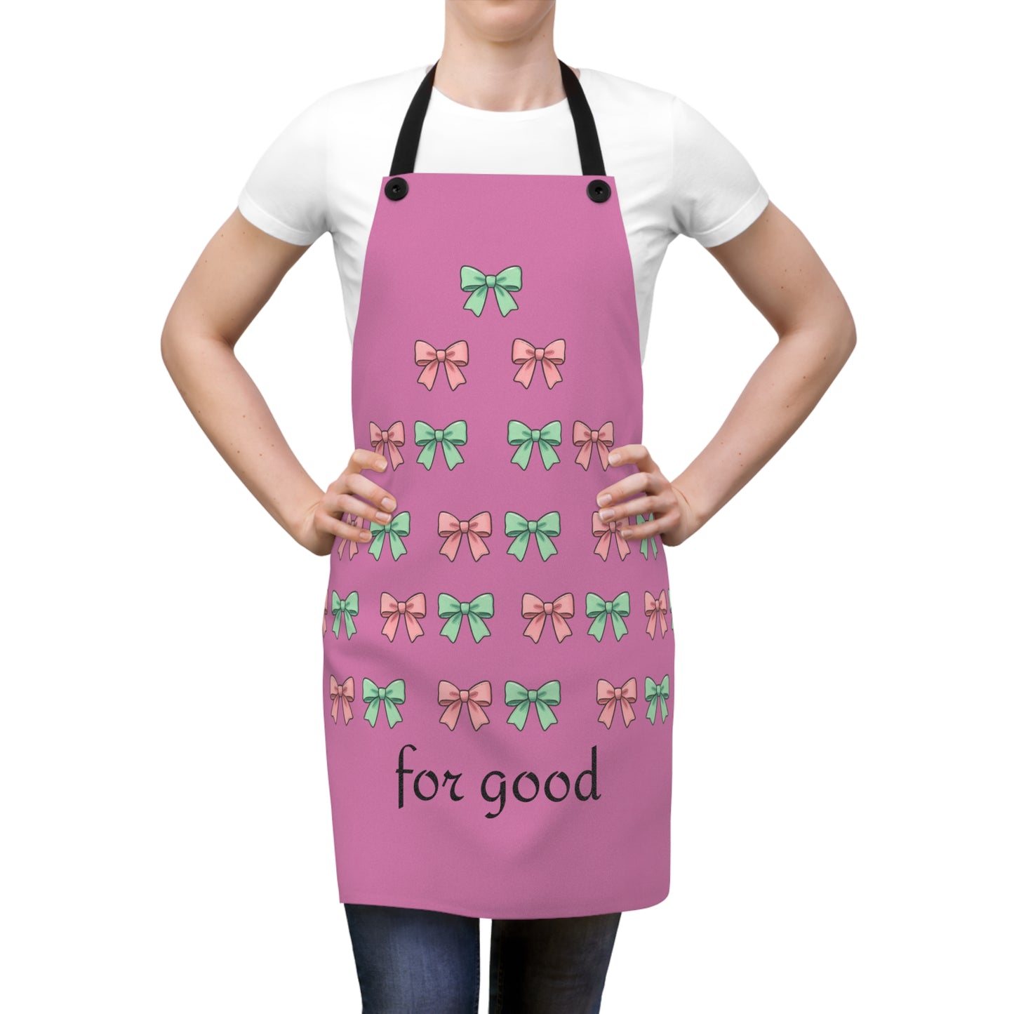 "For Good"~Pink & Green Bows Apron