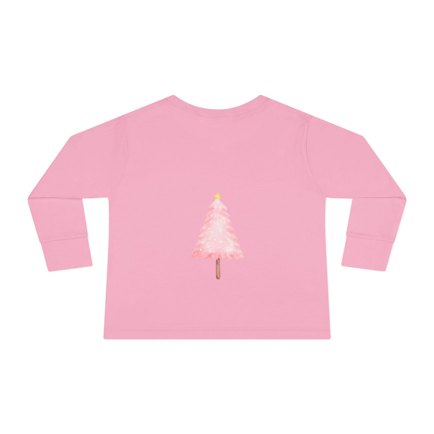 Cute Toddler Long Sleeve Tee ~ Pink Watercolor Christmas Tree