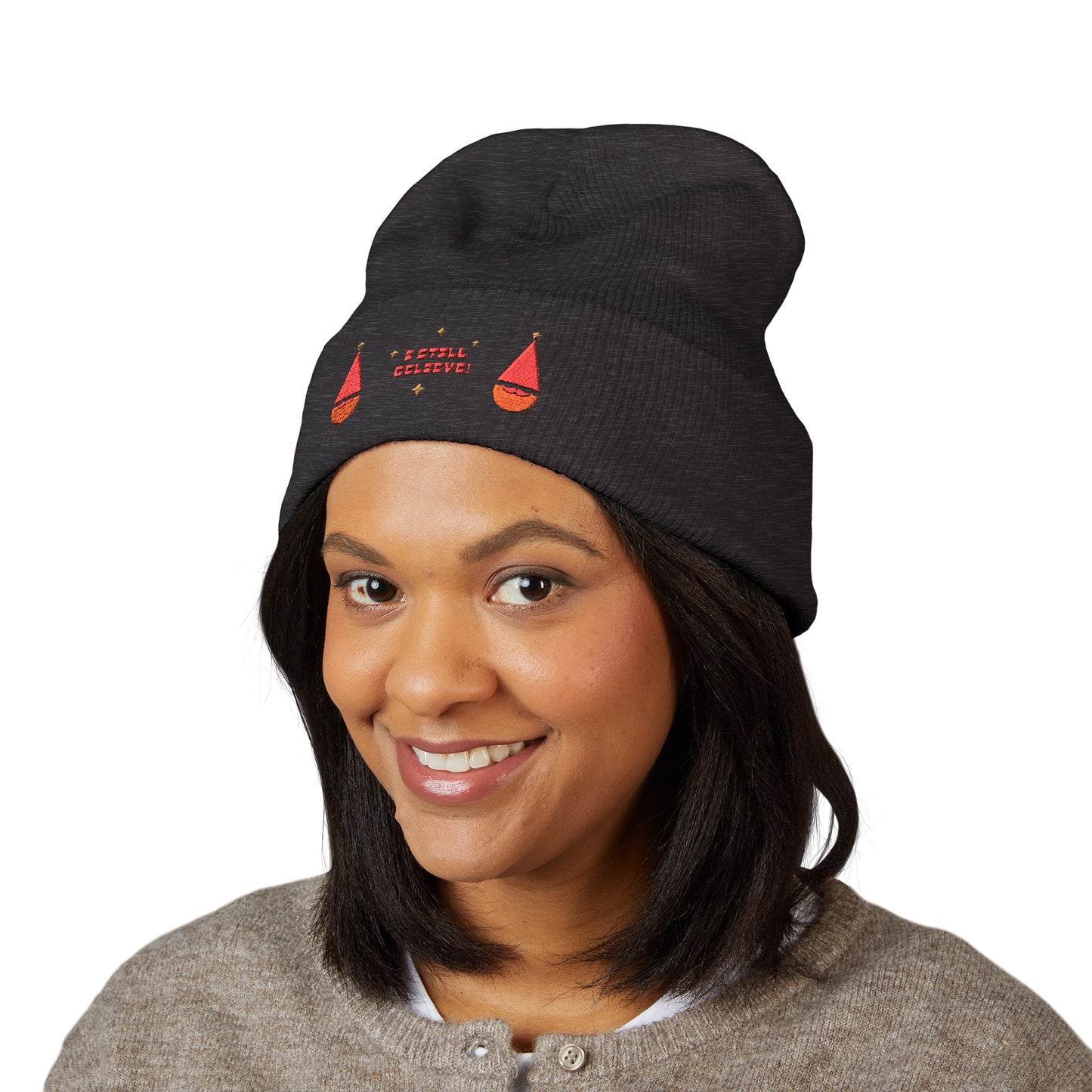 Embroidered 'I Still Believe' Santa Beanie