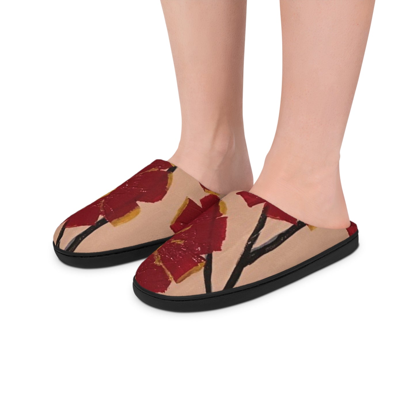 Slippers-Red Origami Rose