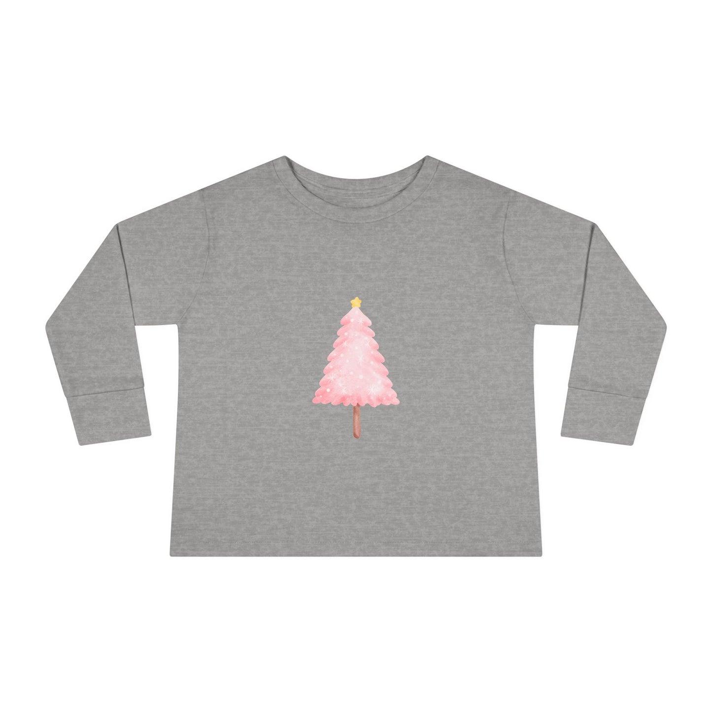 Cute Toddler Long Sleeve Tee ~ Pink Watercolor Christmas Tree
