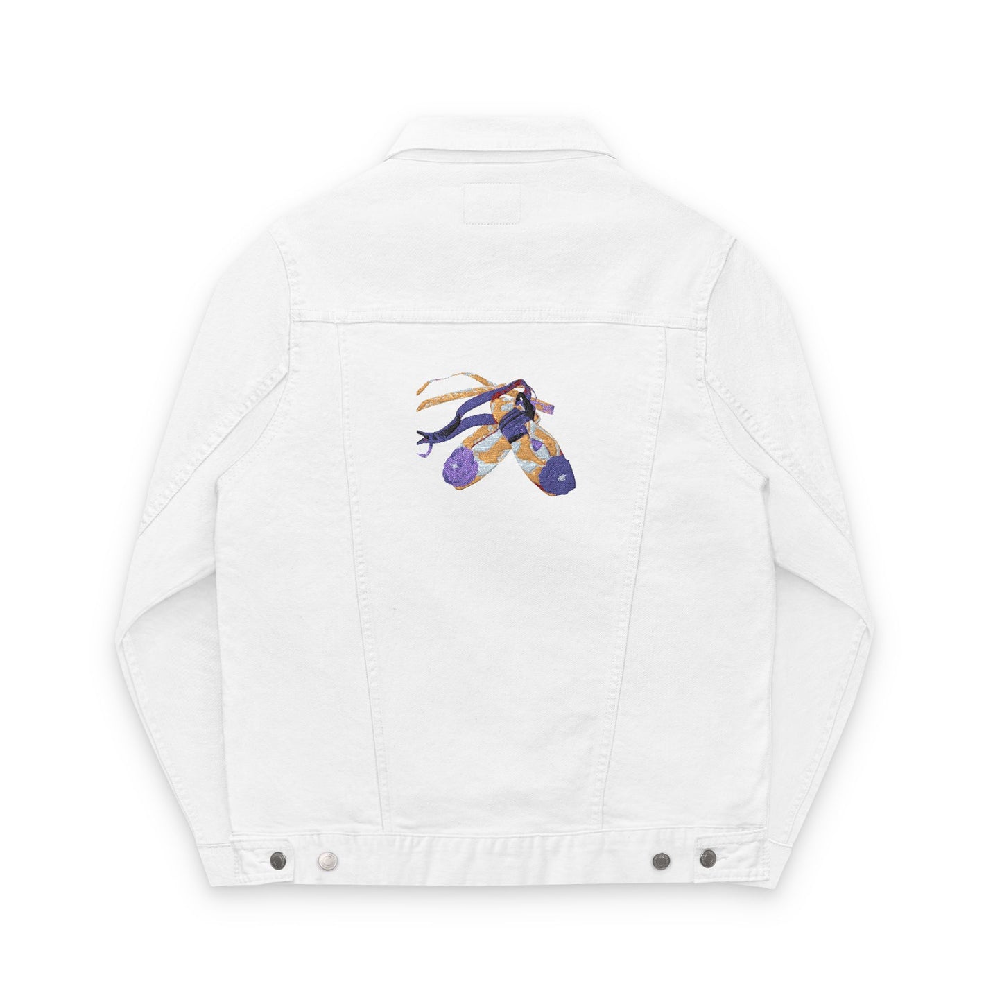 Embroidered Unisex Denim Jacket with Denim Blossoms Pointe Shoes