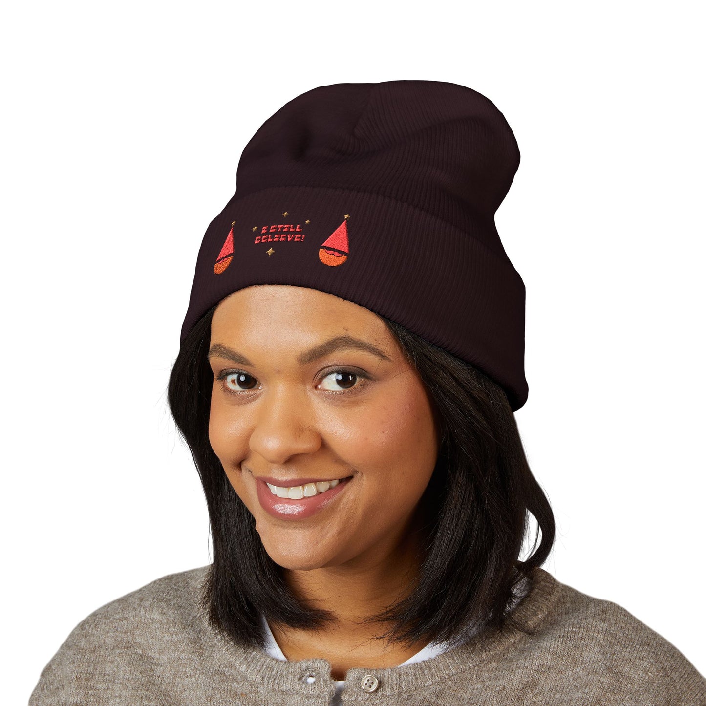 Embroidered 'I Still Believe' Santa Beanie