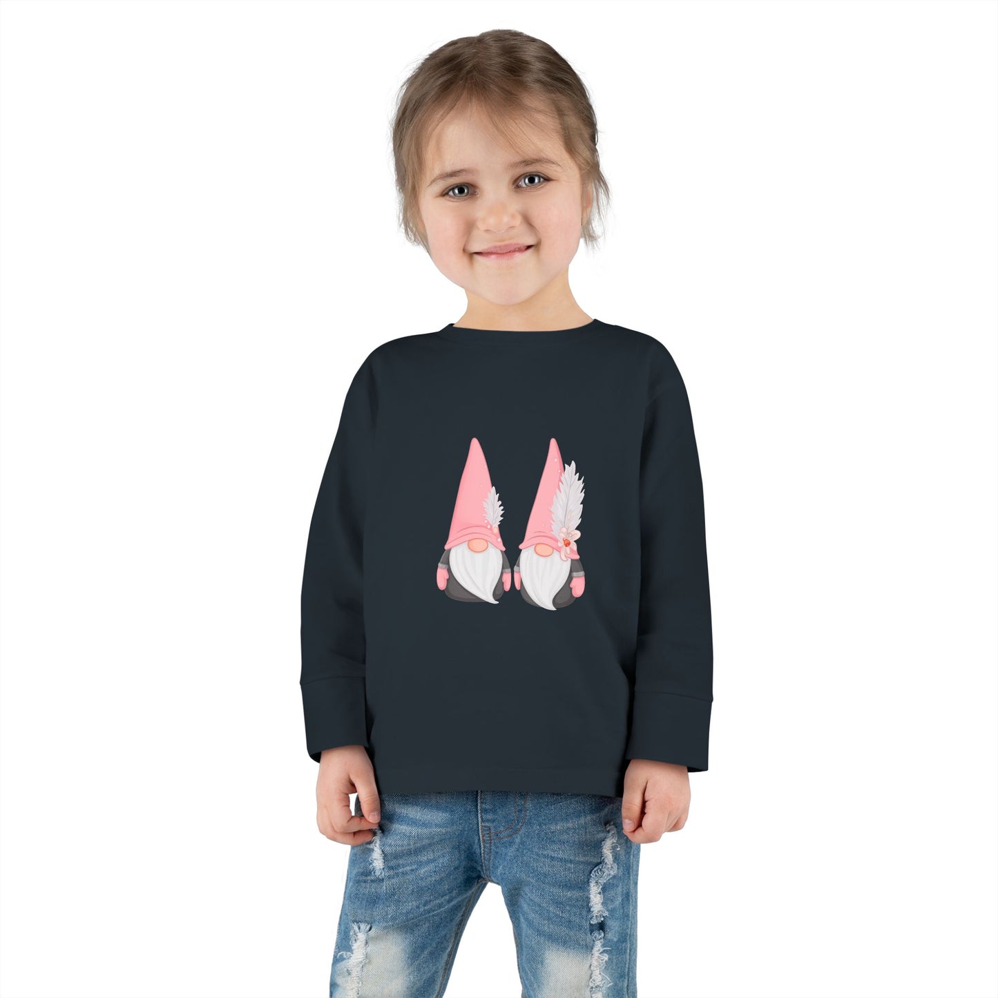 Cute Toddler Long Sleeve Tee ~ Pink Hatted Gnomes