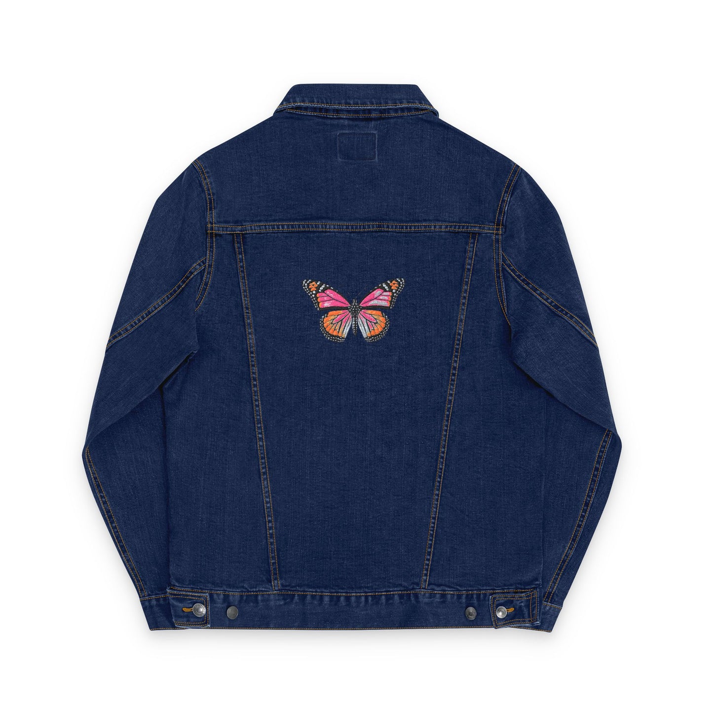 Embroidered Denim Jacket with Butterfly Design