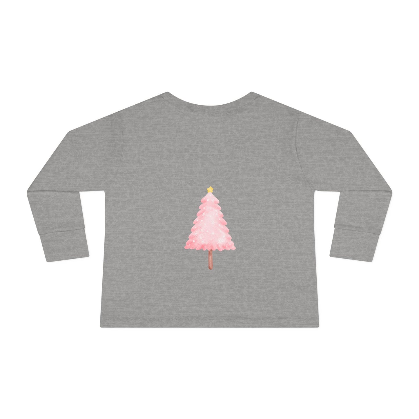 Cute Toddler Long Sleeve Tee ~ Pink Watercolor Christmas Tree