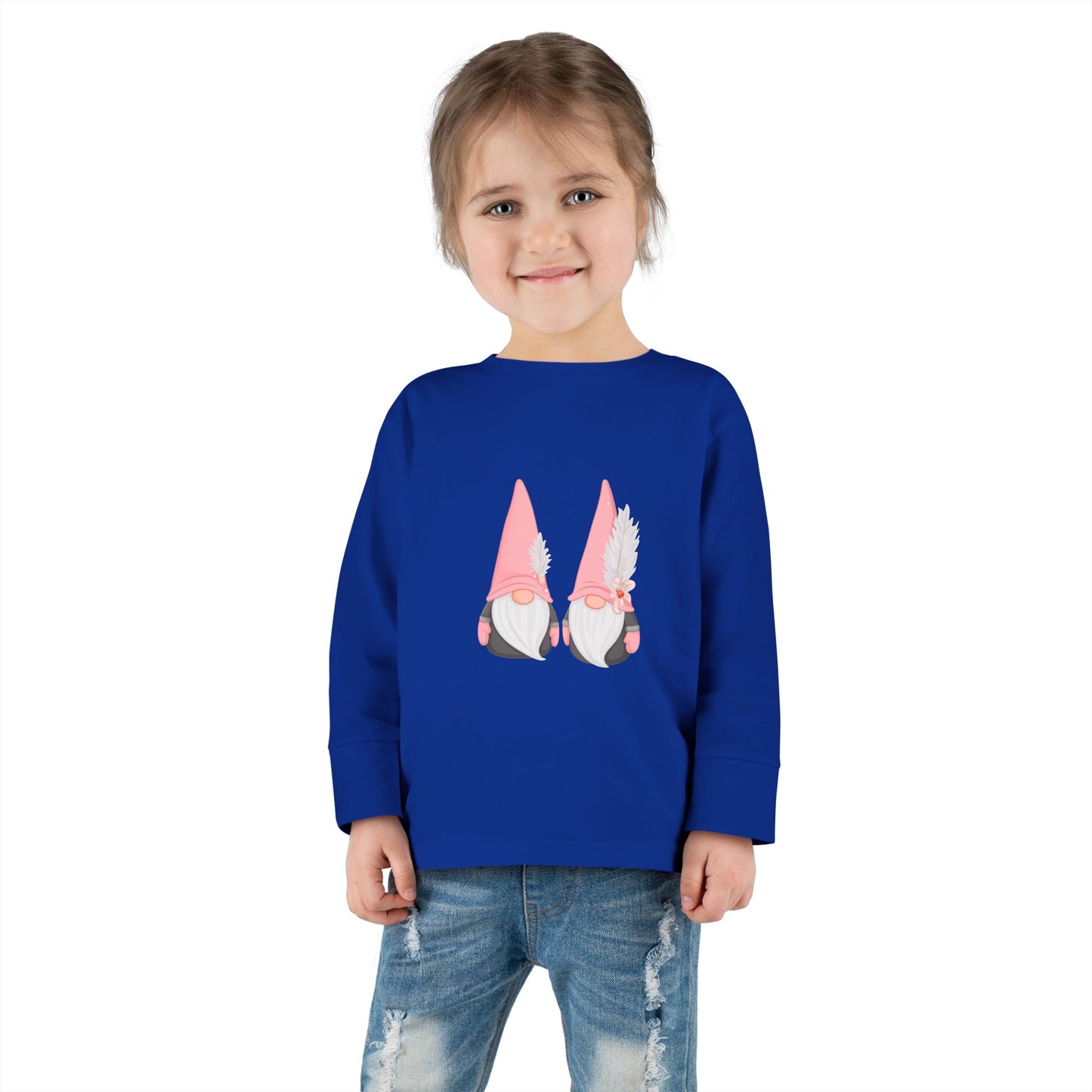 Cute Toddler Long Sleeve Tee ~ Pink Hatted Gnomes