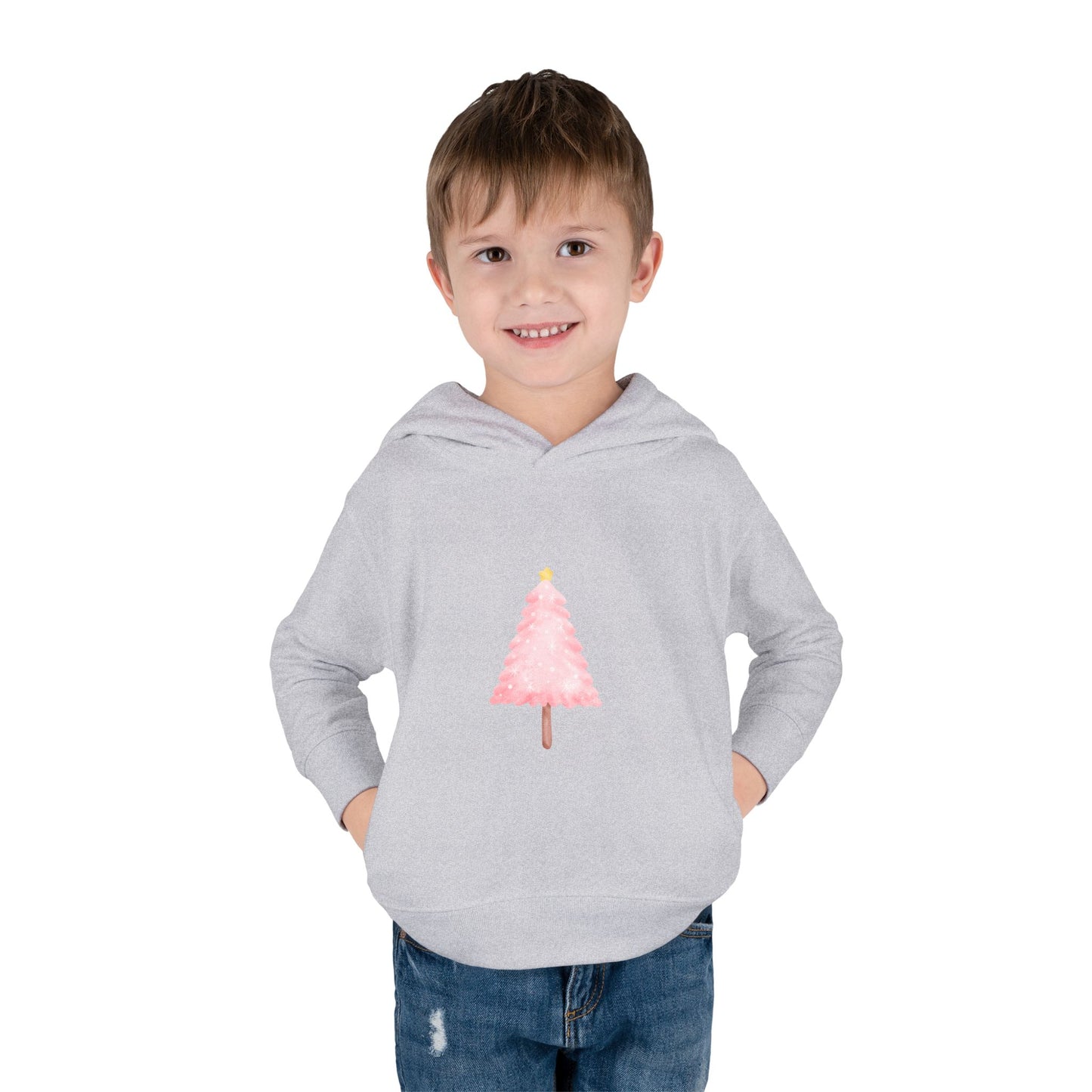 Toddler Hoodie ~ Pink Christmas Tree & Jolly Santa